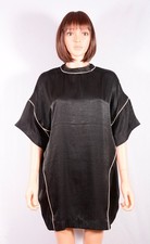 Nasty Gal Black Mini Dress with Cream Trim Sz S US Pre-owned