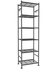 Storage Shelves - 6-Tier Large Capacity Shelf Organizer with Hooks, Heavy-Dut...
