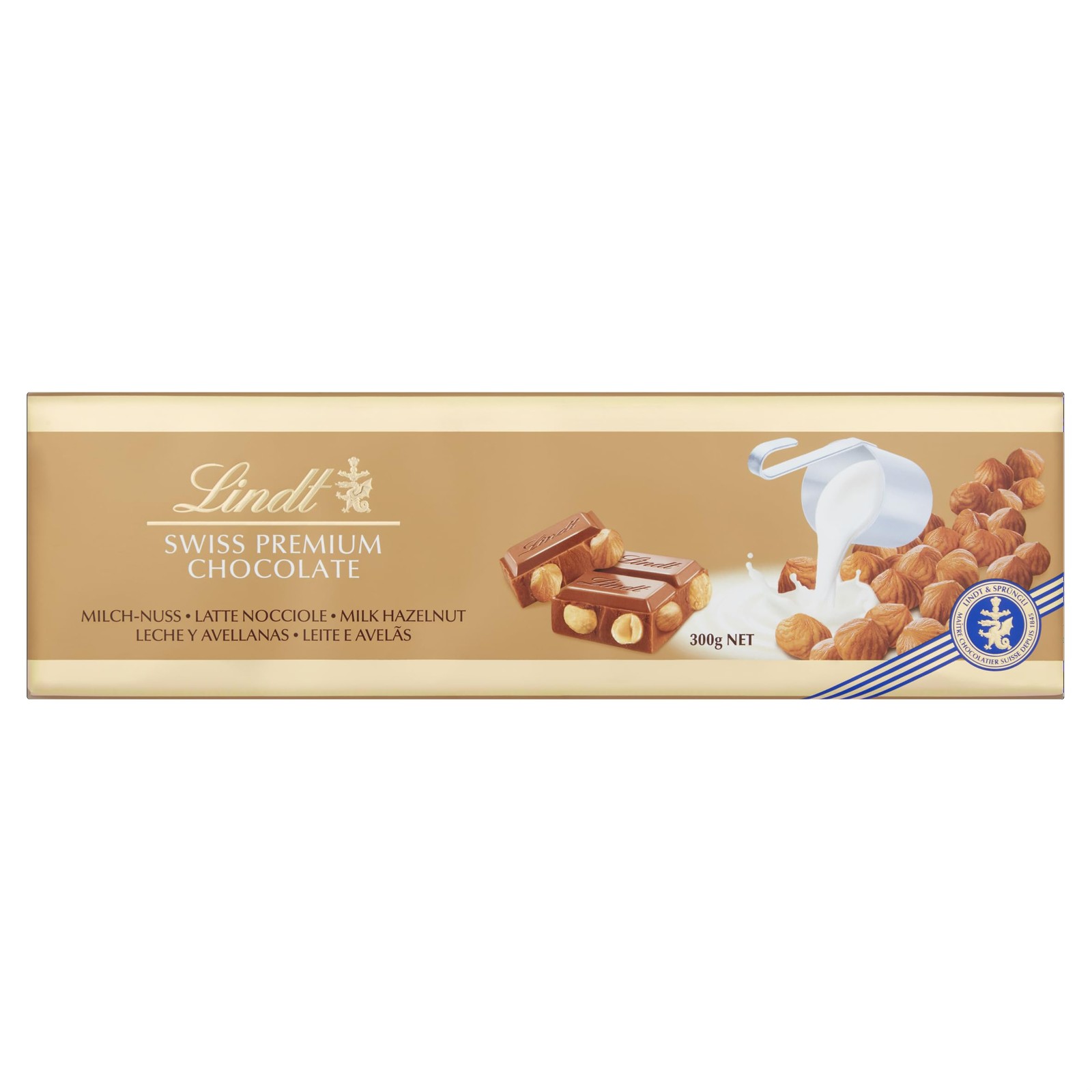 Lindt Swiss Milk Chocolate and Crunchy Hazelnut Gold Bar 300 g 300 g