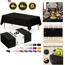 Plastic Tablecloth Black Waterproof Rectangular 54x108 Inch 9 Pack