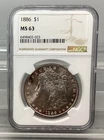 1886 Morgan Silver Dollar - NGC - MS 63