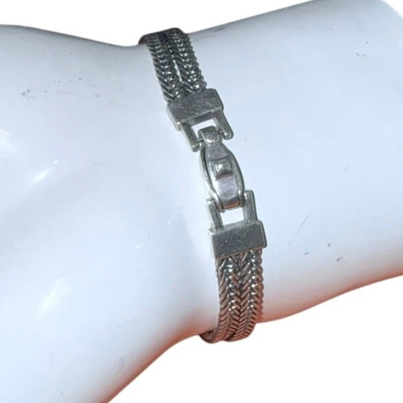 Anatoli 925纯银橄榄石手链编织小麦链签名7英寸 — 第 4/4 张图片