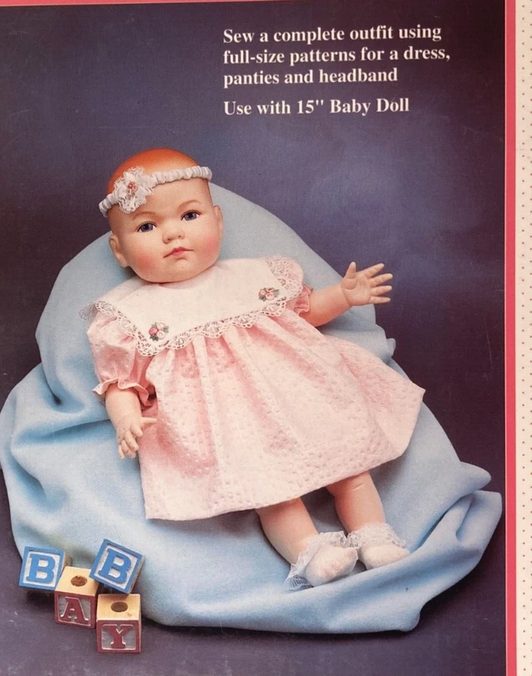 Baby Dress - Fibre Craft #FCM291 - Sewing Pattern Use with 15" Baby Doll - Image 2 of 2