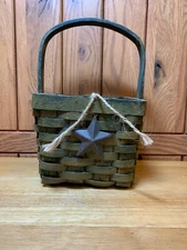 Handmade Primitive Square Basket Tabletop Decor Shelf Sitter 