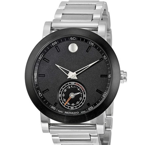 MOVADO MEN'S $1195 MUSEUM SPORT MOTION SMART WATCH SWISS SILVER BLACK 0660001