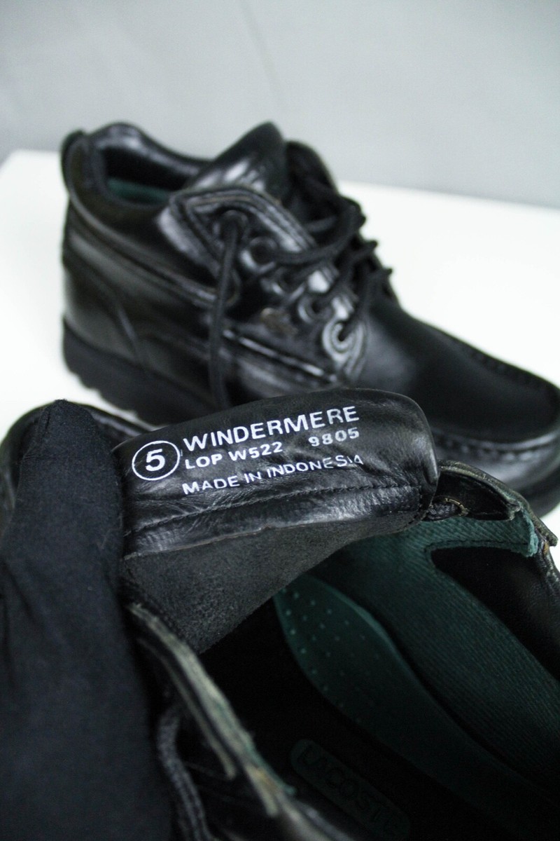 Women's Lacoste Vintage 90s Black Leather Work Boots | eBay