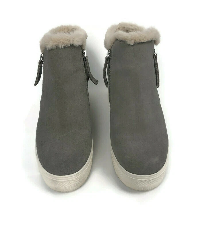 Dolce Vita Watson Wedge High-Top Sneaker Faux Fur Suede Women's Size 8 Gray - Image 2 of 4