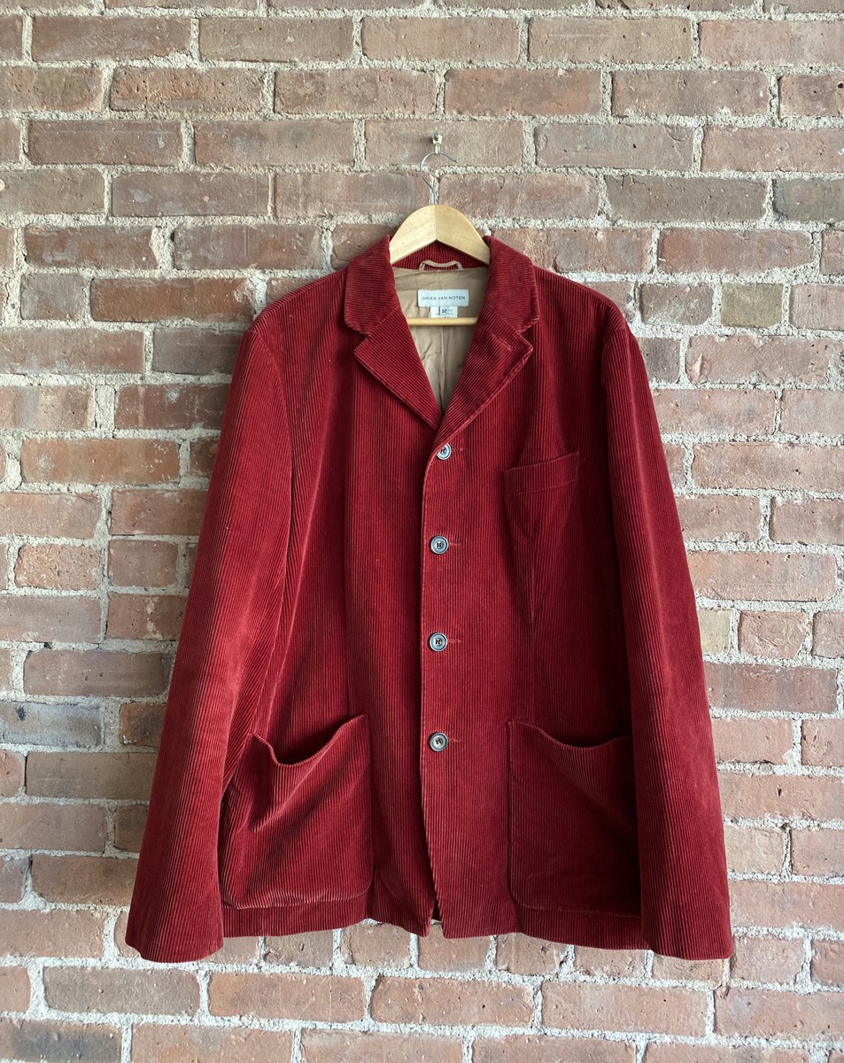 Dries Van Noten Vintage Men's Jacket Coat, Sz 52 Belgium Red Dries Van Noten Vintage Men's Jacket Coat, Sz 52 Belgium Red