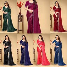 Women's Georgette Chiffon Saree With Running Blouse Piece