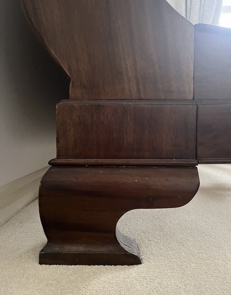 King Size Dark Brown Solid Wood Handmade Sleigh Bed Frame 160cm W x