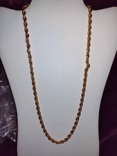 Vintage 1980's NAPIER Long 24" Twisted Rope Gold Tone Chain Necklace