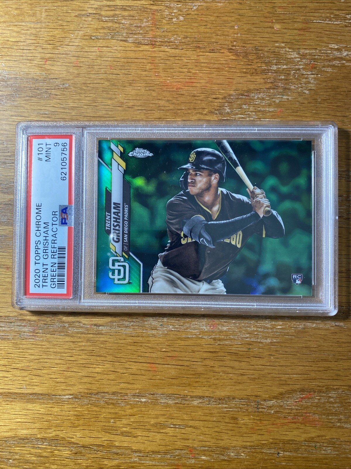 2020 Topps Chrome #101 Trent Grisham Green Refractor /99 RC ROOKIE PSA 9