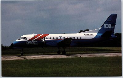 Airplane Braniff Express/Air Midwest Saab SF340A Aircraft ''Reebok'' Look Postcard