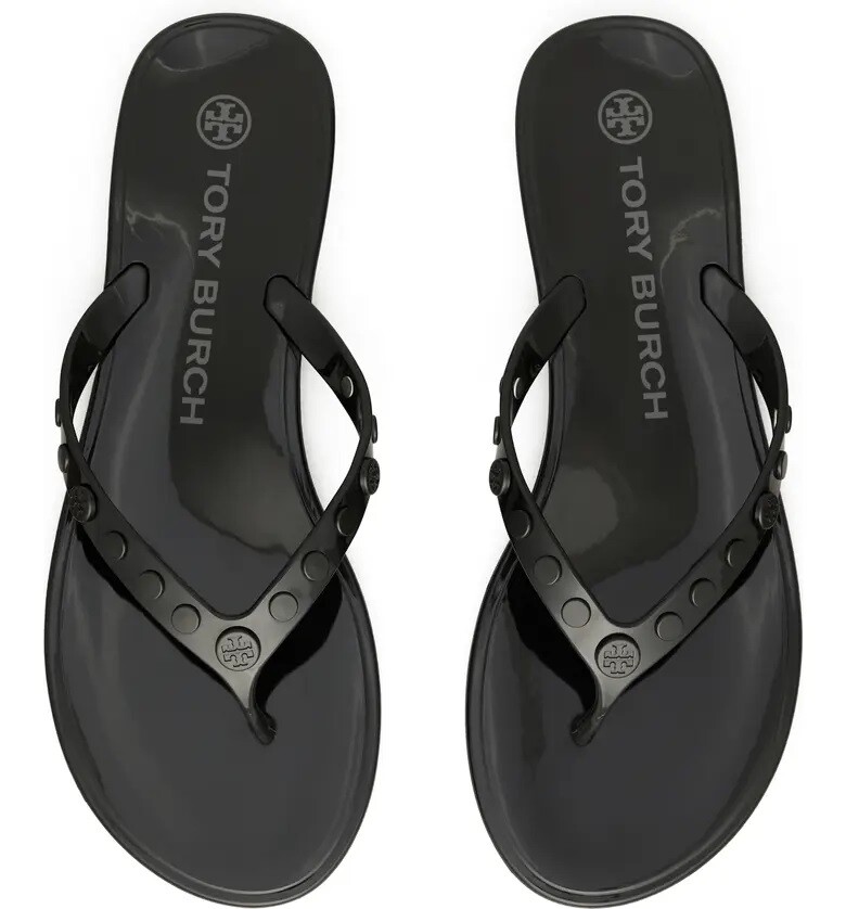 ☆韓国の人気☆【Tory Burch】☆studded jelly flip flops☆ NIB Tory Burch Studded Jelly Flip Flop Thong Sandal Ivory
