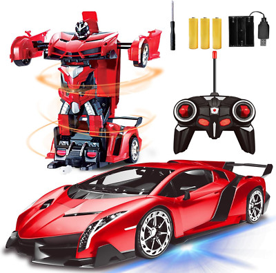 Remote Control Transform Robot Car Toy for Kids with Dazzling Light 360°Rotating