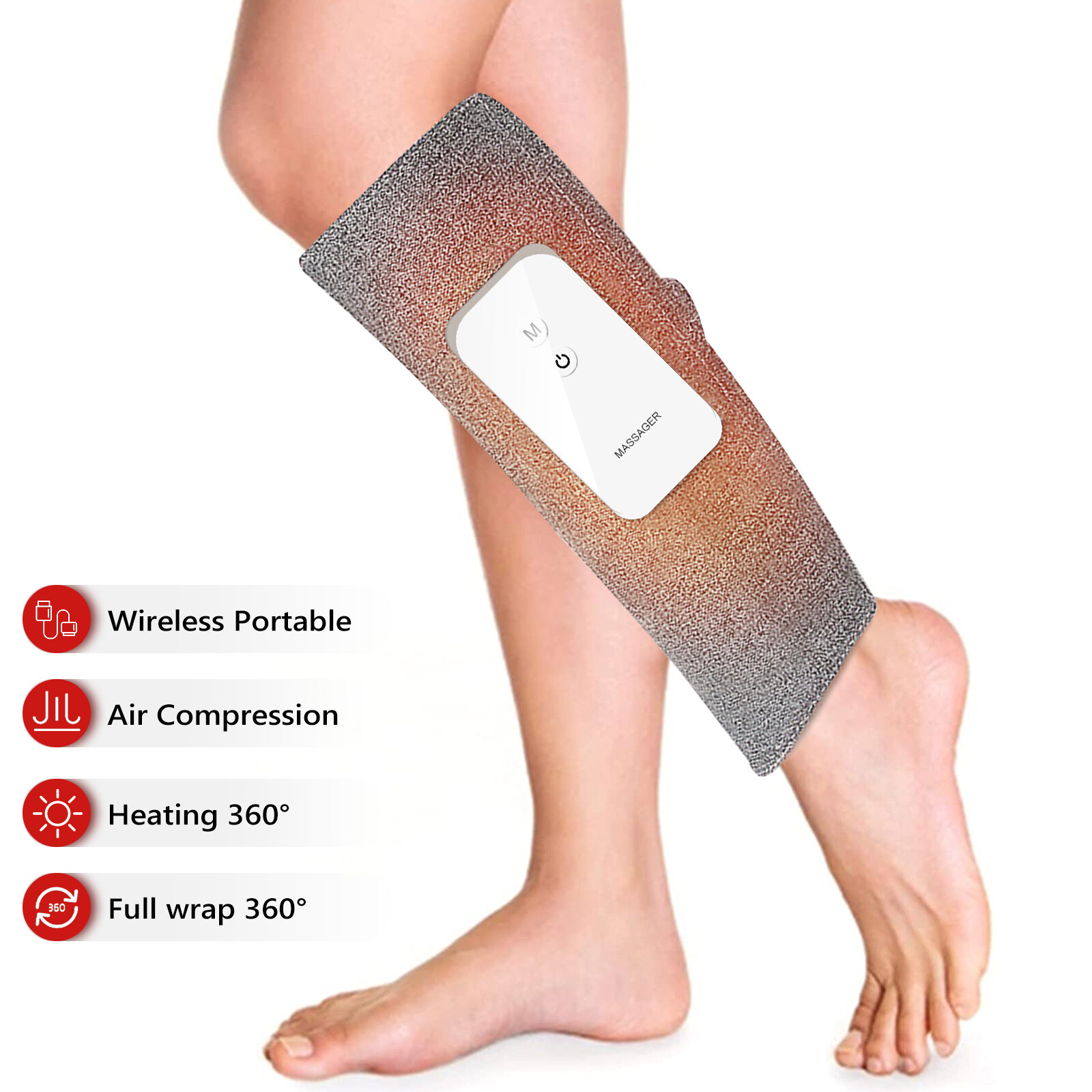 Calf Leg Electric Massager Heated Air Compression Circulation Wraps
