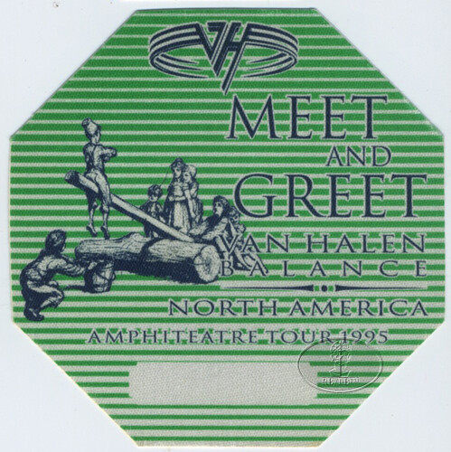 VAN HALEN 1995 BALANCE TOUR BACKSTAGE PASS Meet Green - Imagen 1 de 1