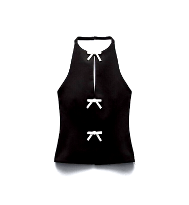 ZARA NEW WOMAN SS24 BLACK HALTER TOP WITH RHINESTONE BOWS ZARA NEW WOMAN SS24 BLACK HALTER TOP WITH RHINESTONE BOWS