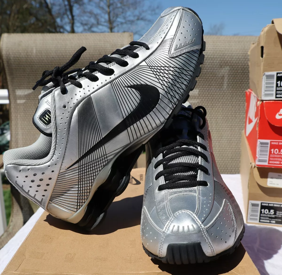 Sofocante enchufe montar NEW RARE VINTAGE NIKE SHOX R4 FW METALLIC SILVER/BLACK WOMEN SZ 11 MENS 9.5  DS | eBay