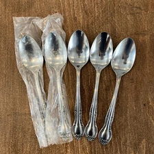 Lot of 5 Unknown Mfg COLUMBIA Stainless Oval Soup Spoons 7 1/8"