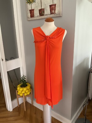 Damsel In A Dress Size 10 Knee Length Orange Chain Detail A Line Dress RRP  115 | eBay UK