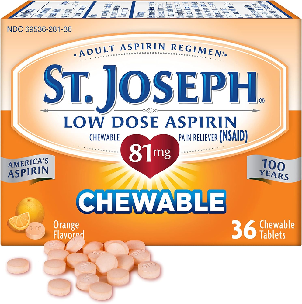 Aspirin Pain Reliever (NSAID) 81Mg, Chewable Orange Tablets, Adult Low Dose Regi