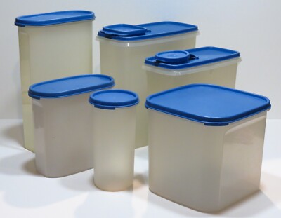TUPPERWARE Modular Mates Vintage Blue Assorted Sizes 6 Piece Food Storage Set