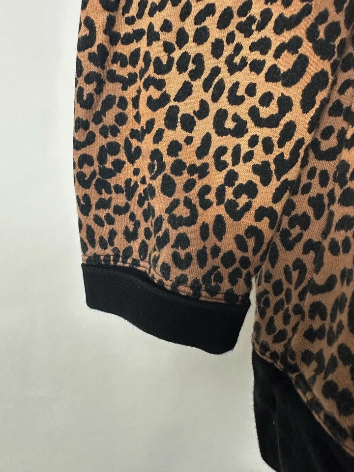 Lands End Sweatshirt Womens Medium Leopard Print Serious Sweats Earth Tone Boho - Image 4 of 4