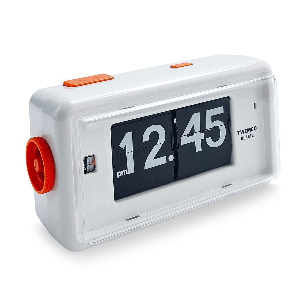 TWEMCO Alarm Table Flip Clock AL30 Patapata White Quartz 105 × 200