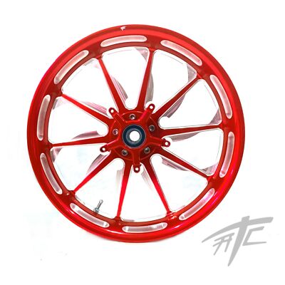 NINJA 300 FAT TIRE CANDY RED CONTRAST LAUNCH WHEELS 06-11 KAWASAKI