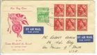 1953 Australia Queen Elizabeth II FDC First Day Cover - 3-1/2d block of 6 to US