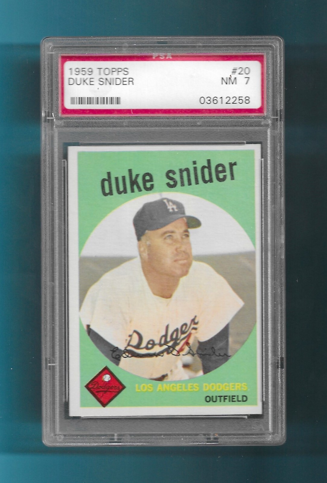 DUKE SNIDER-LOS ANGELES DODGERS! 1959 Topps Card # 20 PSA 7