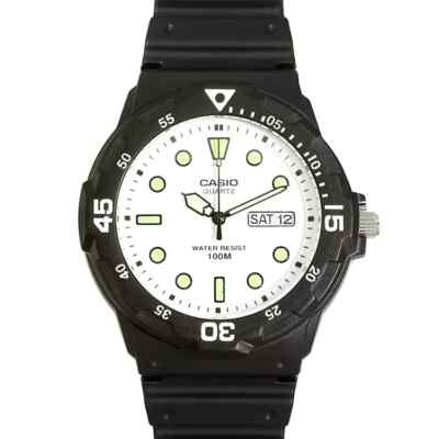 Casio 45mm Uhr MRW-200H-7EVEF schwarz mit Glow in the Dark Zifferblatt Datum BINB