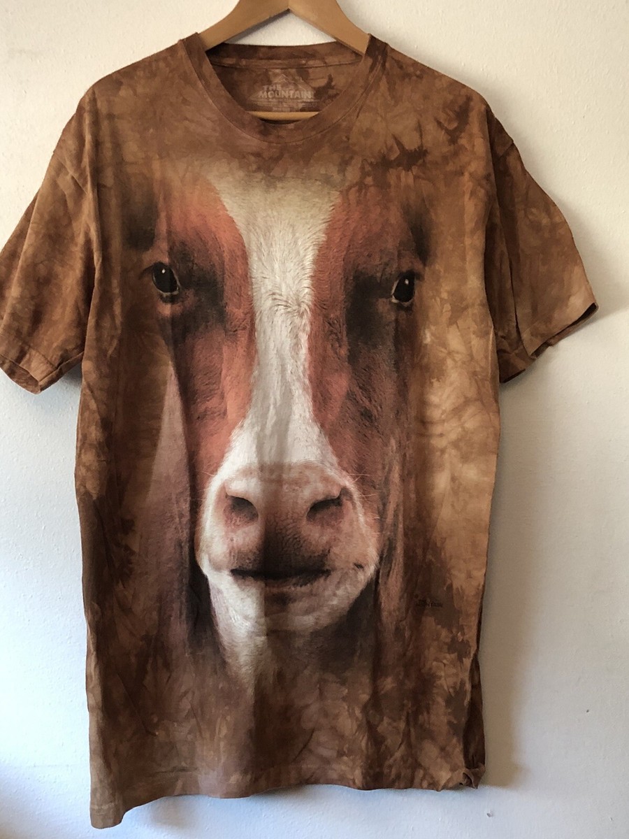The Mountain Brown Cow T-Shirt Tie Dye Acid Vintage Graphic
