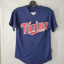 Minnesota Twins Jersey Youth Medium MLB Blank Button Up Majestic Cool Base NWOT 