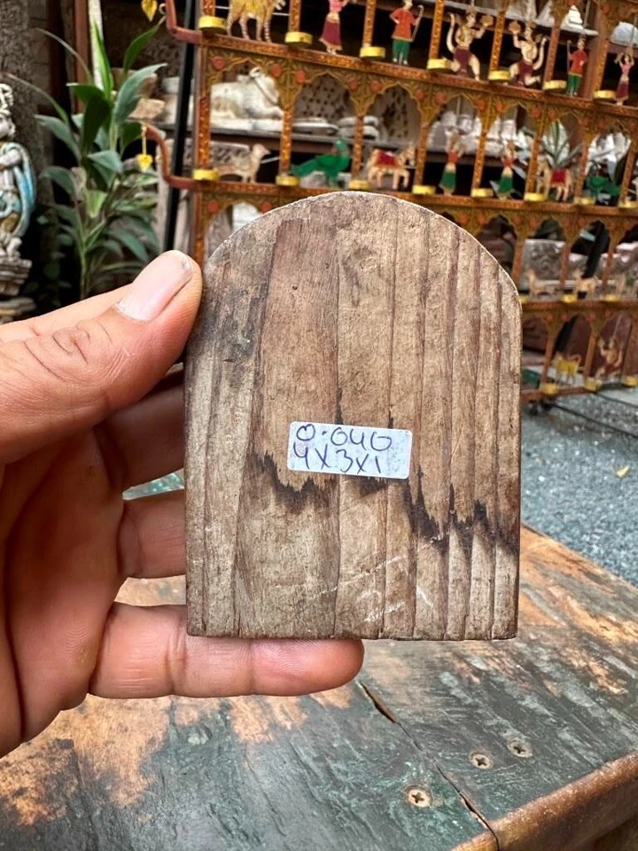 Antigua figura de madera rara anterior a 1849 del dios hindú Ganesha 4 x 3" Foto 4 de 4