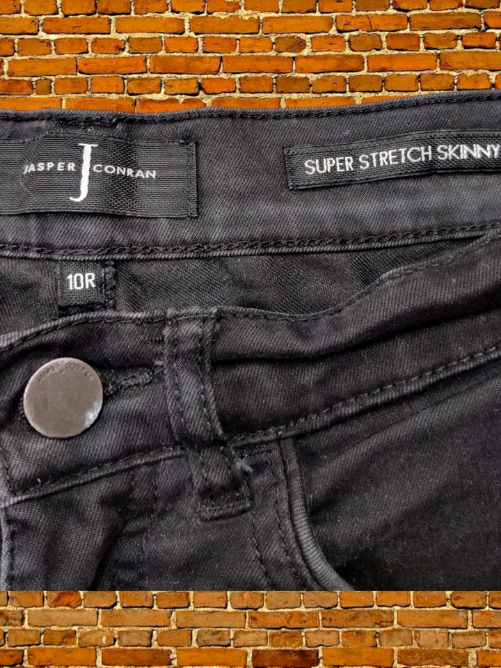 WOMENS JASPER CONRAN UK 10R BLACK LIGHTWEIGHT SUPER STRETCH SKINNY JEANS ZIPS - Image 3 of 4