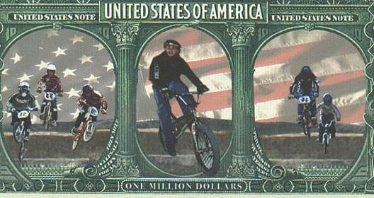BMX Bike Racing Million Dollar Bill Play Funny Money Novelty Note + FREE SLEEVE