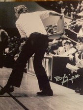 BOB BOBBY KNIGHT HOOSIERS AUTOGRAPHED SIGNED 11X14 CHAIR THROW HOF 1991 3X CHAMP