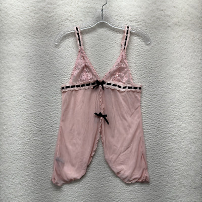 Y2K Vintage Camisole Slip Large Pink Mesh Lace Coquette Lolita Fairy Grunge