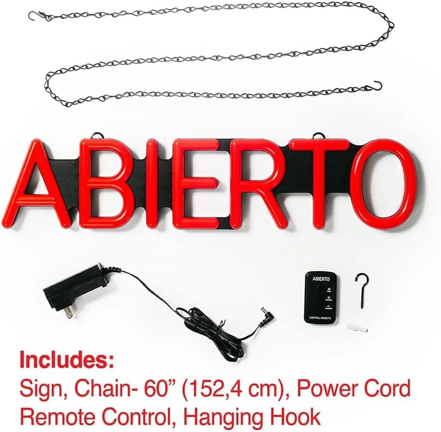 Pro-Lite ABIERTO LED OPEN Sign for with REMOTE CONTROL - Image 4 of 4
