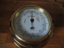 Sch&ouml;nes schweres Schiffsbarometer Barigo Bullauge Messing 18,3 cm guter Zustand