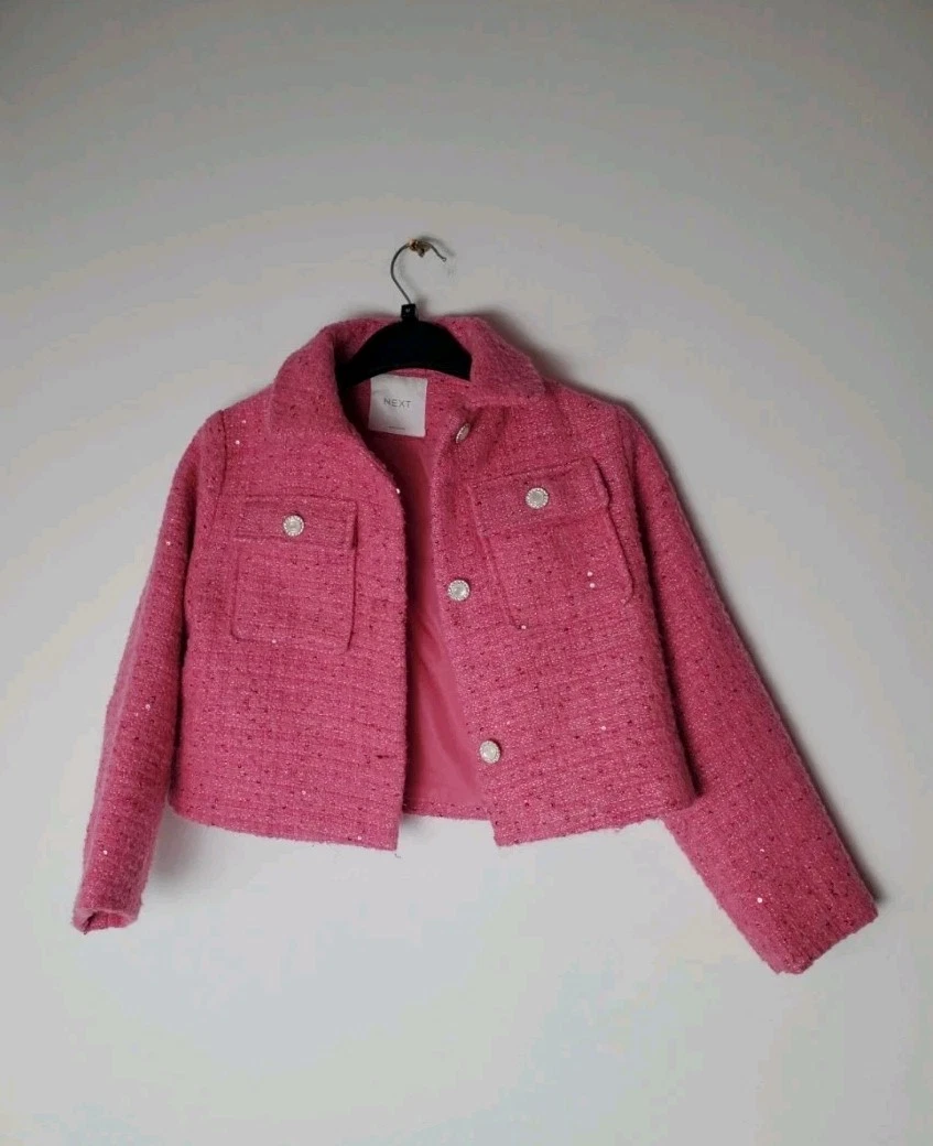 Next Girls Crop Sparkle Regular Fit Jacket in Pink brand new without tag 7yrs