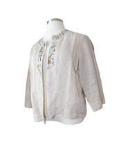 Chico's Size XL 3 Jeweled embroidered Pleated Metallic Finish Jacket Blazer