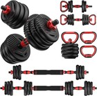 Adjustable Dumbbells Set 20-90lbs, 5-in-1 Free Weights for Home Gym, Barbell & K