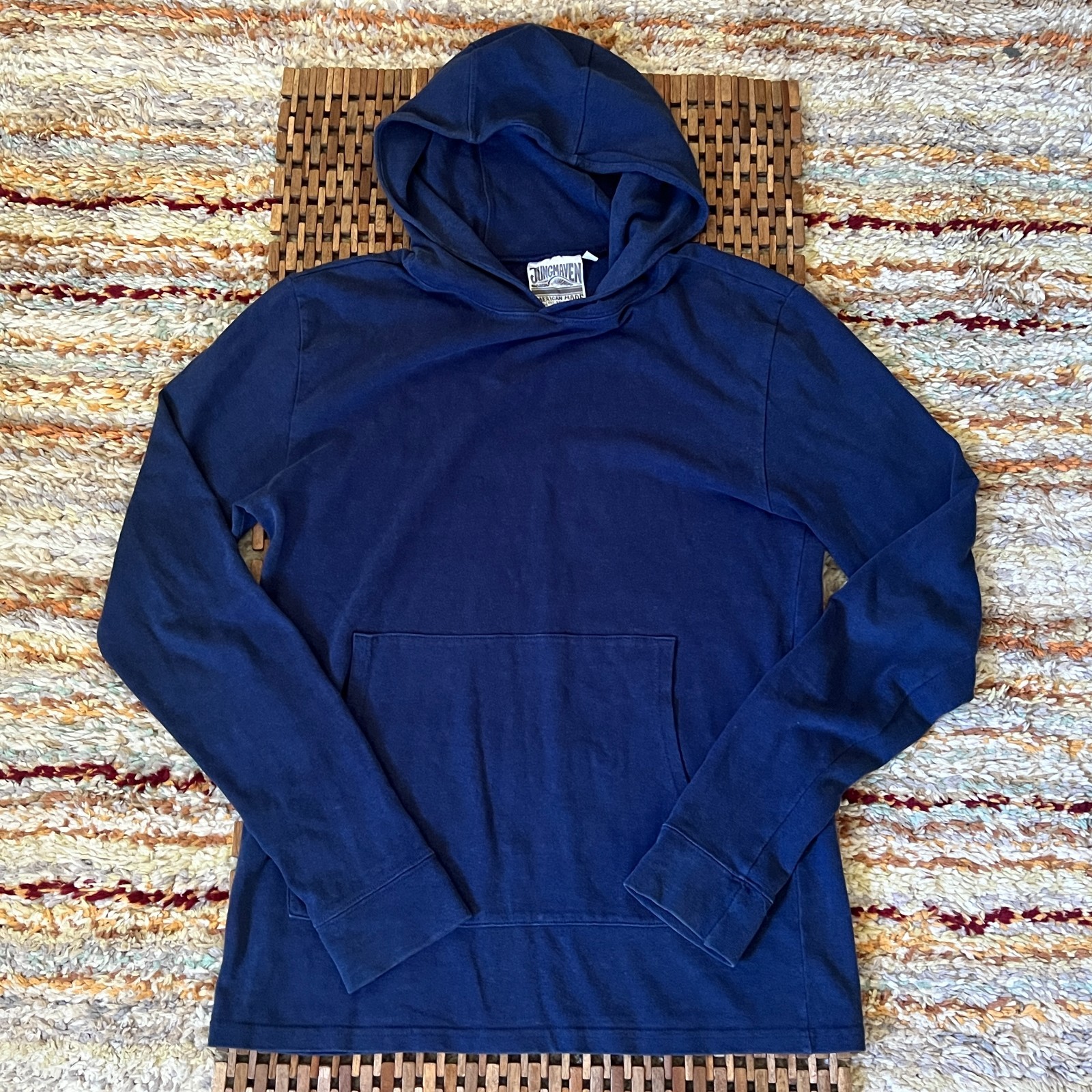 Huckberry Jungmaven Indigo Blue Pullover Hoodie Hoody Men's Small S