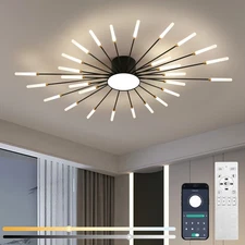 Upgraded 28-Light Flower LED Ceiling Light, Dimmable Flush Mount w/ APP Remote