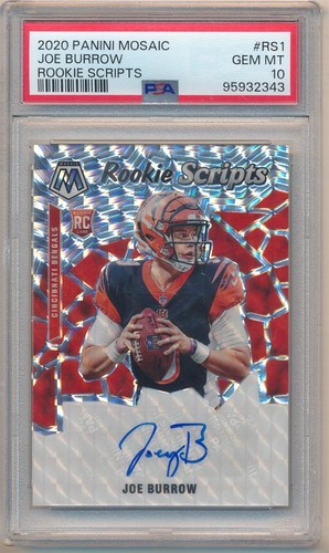 JOE BURROW 2020 PANINI MOSAIC ROOKIE SCRIPTS AUTOGRAPH SP AUTO PSA 10 GEM MINT