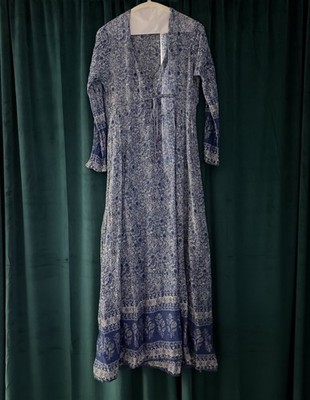 The Most Beautiful Vintage Boho Hippie India Gauze Goddess Dress Cinch Waist 