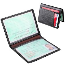 Men Slim Genuine Leather Credit Card Holder Minimalist Front Pocket Card Wallet